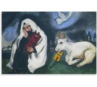 QSDTGHUIKP Famoso Marc Chagall La Solitudine Poster Astratto Tela Arte Della Parete Marc Chagall Stampe Pittura Estetica Per Home Decor Immagine 40x55cm Senza Cornice