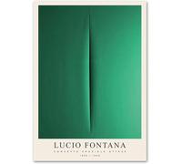 QSDTGHUIKP Lucio Fontana Poster Verde Graffi Ombra Stampe Su Tela Arte Moderna della Parete Lucio Fontana Pittura per Bagno Wall Decor Picture 40x55cm Senza Cornice