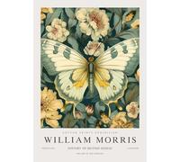 QSDTGHUIKP William Morris Wall Art Animal Butterfly Painting William Morris Floral Canvas Prints Poster di mostra per la decorazione della parete del bagno 16x24in senza cornice