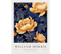 QSDTGHUIKP William Morris Wall Art Arancione calendula pittura William Morris floreale su tela stampe mostra poster per bagno Wall Decor 16x24in senza cornice