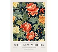 QSDTGHUIKP William Morris Wall Art Arancione Pittura Floreale William Morris Stampe su Tela Mostra Poster per Bagno Ufficio Wall Decor 16x24inx1 Senza Cornice