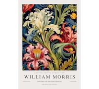 QSDTGHUIKP William Morris Wall Art Colorful Plant Painting William Morris Floral Canvas Prints Poster di mostra per la decorazione della parete del bagno 16x24in senza cornice