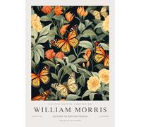 QSDTGHUIKP William Morris Wall Art Orange farfalla pianta pittura William Morris stampe su tela mostra poster per bagno Wall Decor 16x24inx1 senza cornice