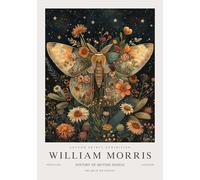 QSDTGHUIKP William Morris Wall Art Oro Farfalla Margherita Pittura William Morris Stampe Su Tela Mostra Poster per Bagno Wall Decor 16x24inx1 Senza Cornice