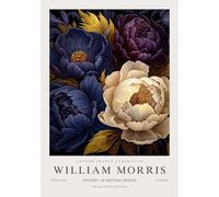 QSDTGHUIKP William Morris Wall Art Viola Peonia Pittura William Morris Colorful Floreale Stampe su tela Poster di mostra per bagno Wall Decor 16x24in senza cornice