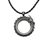 qsebhnj Norvegese Vichingo Piccolo Drago Ouroboros Che Mangia la Propria Coda Collana con Ciondolo Talismano Vintage Streetwear Catena da Collo Gioielli Hip-Hop Accessori gotici per Uomo,Argento