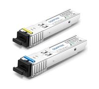 QSFPTEK 1.25G BIDI WDM SFP Module, ricetrasmettitore 1000Base-BIDI 3 km Simplex SC DDM, Tx1310/Rx1550 nm compatibile con Cisco GLC-BX-U, GLC-BX-D, Ubiquiti, Mikrotik, D-Link, Supermicro