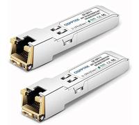 QSFPTEK (2 Pezzi) 10/100/1000BASE-T SFP RJ45 100m Modulo Connettore Gbic Gigabit Modulo di Rame di Copper Transceiver per Cisco GLC-T/SFP-GE-T/GLC-Ta, Mikrotik SRJ01, Supermicro, Portata 100m