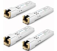 QSFPTEK (4 Pezzi) 10/100/1000BASE-T SFP RJ45 100m Modulo Connettore Gbic Gigabit Modulo di Rame di Copper Transceiver per Cisco GLC-T/SFP-GE-T/GLC-Ta, Mikrotik SRJ01, Supermicro, Portata 100m