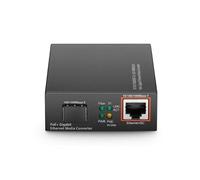 QSFPTEK Convertitore multimediale PoE+ di Gigabit Ethernet 1G, fibra al convertitore di Ethernet con 1x 10/100/1000Base-T a 1x 100/1000Base-X SFP Slot, CA 100V~240V o CC 5~12V facoltativo
