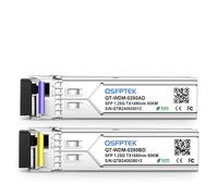 QSFPTEK Modulo ricetrasmettitore compatibile Cisco GLC-BX-80 di 1000BASE BiDi SFP 1490nm-TX/1550nm-RX 80km LC