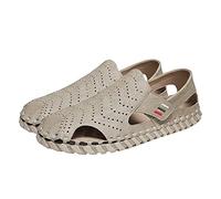 QSFZ Classic Sandals for Men Closed Toe Beach Sandal Adjustable Vegan Leather Waterproof Outdoor Sandals (Color : Caqui, Size : 42 EU)