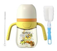 Qshare Tazza con beccuccio per bambini dai 6 mesi in su, 260 ml, con manici, borraccia per bambini da 6 a 12 mesi (giallo)