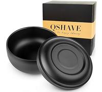 QSHAVE Ciotola da barba in acciaio inox con coperchio, diametro 10,2 cm, grande, rivestimento cromato nero opaco