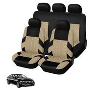 QSJKLC Set Completo di Coprisedili in Poliestere per BMW F11 F30 F32 G20 G60 1er 2er 3er 4er 5er 6er 7er, Set di Coprisedili e Copri Poggiatesta per Sedili, Protezione per Sedili,5 Seats-Beige