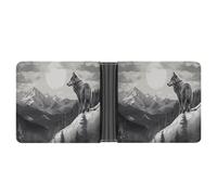 QSKDLAC Portafoglio in pelle sottile e durevole porta carte di credito personalizzato Snow Mountain Lone Wolf stampa portafoglio per uomini e donne perfetto per viaggi di lavoro, stile, taglia unica