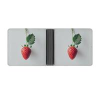QSKDLAC Portafoglio in pelle sottile e resistente porta carte di credito personalizzato a fragola appeso portafoglio stampa per uomini e donne perfetto per viaggi di lavoro, stile, taglia unica