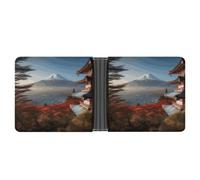 QSKDLAC Portafoglio in pelle sottile e resistente porta carte di credito personalizzato Giappone Mount Landscape Printing Wallet per uomini e donne perfetto per viaggi di lavoro, stile, taglia unica