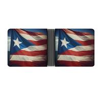 QSKDLAC Portafoglio in pelle sottile e resistente porta carte di credito personalizzato Puerto Rico carta da parati Banner stampa portafoglio per uomini e donne perfetto per viaggi di lavoro, stile