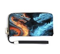 QSKDLAC Portafoglio Rfid Donna Personalizzato Bluebird on The Branch Lungo Frizione Portafoglio Carta Portafogli Per Donne Uomini, Draghi di ghiaccio e fuoco., 20.0*10.5cm, Moderno