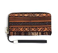 QSKDLAC Portafoglio Rfid Donna Personalizzato Border Collie Lungo Clutch Portafoglio Carta Portafogli Per Donne Uomini, Panno di fango africano tribale, 20.0*10.5cm, Moderno