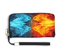 QSKDLAC Portafoglio Rfid Donna Personalizzato Carino Volpi Lungo Frizione Portafoglio Portafoglio Carta Portafogli Per Donne Uomini, Fuoco Vs Ice Art, 20.0*10.5cm, Moderno