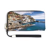 QSKDLAC Portafoglio Rfid Donna Personalizzato Carino Volpi Lungo Frizione Portafoglio Portafoglio Carta Portafogli Per Donne Uomini, Cinque Terre Paesaggio, 20.0*10.5cm, Moderno