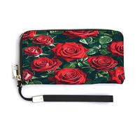 QSKDLAC Portafoglio Rfid Donna Personalizzato Gufi su Un Ramo Lungo Frizione Portafoglio Carta Portafogli Per Donne Uomini, Rosa Rossa Romantico, 20.0*10.5cm, Moderno