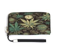 QSKDLAC Portafoglio Rfid Donna Personalizzato Gufi su Un Ramo Lungo Frizione Portafoglio Carta Portafogli Per Donne Uomini, Un soffio nel tempo Weed Rosmarino, 20.0*10.5cm, Moderno