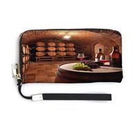 QSKDLAC Portafoglio Rfid Donna Personalizzato Molti Zombie Lungo Clutch Portafoglio Carta Portafogli Per Donne Uomini, Cantina Rossa, 20.0*10.5cm, Moderno