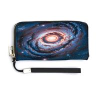 QSKDLAC Portafoglio Rfid Donna Personalizzato Pinguino E Mare Lungo Pochette Portafoglio Carta Portafogli Per Donne Uomini, Pianeta stelle e galassia, 20.0*10.5cm, Moderno