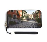 QSKDLAC Portafoglio Rfid Donna Personalizzato Retro Banner Lungo Frizione Portafoglio Carta Portafogli Per Donne Uomini, Via d'Italia, 20.0*10.5cm, Moderno