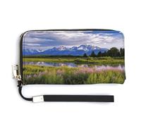 QSKDLAC Portafoglio Rfid Donna Personalizzato Treno A Vapore Lungo Frizione Portafoglio Portafoglio Carta Portafogli Per Donne Uomini, Grand Teton, 20.0*10.5cm, Moderno