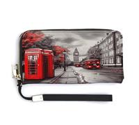 QSKDLAC Portafoglio Rfid Donna Personalizzato Treno A Vapore Lungo Frizione Portafoglio Portafoglio Carta Portafogli Per Donne Uomini, Red London Street, 20.0*10.5cm, Moderno