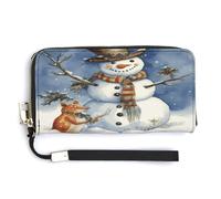 QSKDLAC Portafoglio Rfid Donna Personalizzato Wild Goose by The Bridge Portafoglio Lungo Frizione Portafoglio Carta Portafogli Per Donne Uomini, Pupazzo di neve invernale., 20.0*10.5cm, Moderno