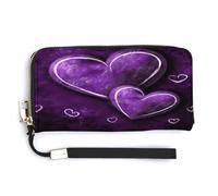 QSKDLAC Portafoglio Rfid Donna Personalizzato Wild Goose by The Bridge Portafoglio Lungo Frizione Portafoglio Carta Portafogli Per Donne Uomini, Cuori viola., 20.0*10.5cm, Moderno