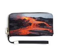 QSKDLAC Portafoglio Rfid Donne Personalizzato Viola Del Pensiero Fiori Lungo Frizione Portafoglio Portafoglio Carta Portafogli Per Donne Uomini, Red Hot Lava da, 20.0*10.5cm, Moderno
