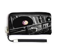 QSKDLAC Portafoglio Rfid Donne Personalizzato Viola Del Pensiero Fiori Lungo Frizione Portafoglio Portafoglio Carta Portafogli Per Donne Uomini, Dischi in vinile, 20.0*10.5cm, Moderno