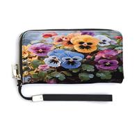 QSKDLAC Portafoglio Rfid Donne Personalizzato Viola Del Pensiero Fiori Lungo Frizione Portafoglio Portafoglio Carta Portafogli Per Donne Uomini, Fiori Del Pensiero, 20.0*10.5cm, Moderno