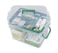 Qskely Qsbon - Contenitore rettangolare trasparente, 33,5 x 23,9 x 20,1 cm, 15 l, coperchio a clip, senza BPA, ideale per primo soccorso, medicine, cosmetici e altro
