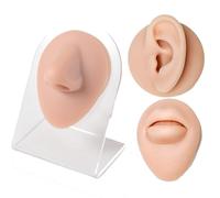 QSLKI 3Pcs Modello Di Orecchio Naso Bocca In Silicone, Set Di Display Per Parti Del Corpo Del Modello Flessibile In Silicone, Per L'esecuzione Pratica Gioielli Dell'orecchio