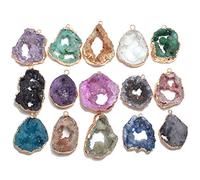 QSLLER 5 ciondoli a forma di geode di agata drusa, in agata viola naturale, per collane e bracciali fai da te, Pietra Agata, Agata