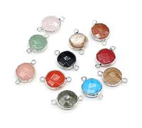 QSLLER 5 connettori in pietra di agata, placcati oro naturale, ciondoli in agata per fai da te, per collane o gioielli (5 pezzi di colore casuale)