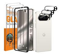 QsmQam 3 Pezzi Vetro Temperato per Google Pixel 10 Pro e 3 Pezzi Pellicola Fotocamera, Pellicola Prottetiva Anti Graffio, Durezza 9H, Vetro Protettivo per Google Pixel 10 Pro