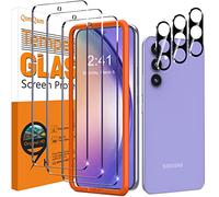 QsmQam 3 Pezzi Vetro Temperato per Samsung Galaxy A54 5G e 3 Pezzi Pellicola Fotocamera, Pellicola Prottetiva Anti Graffio, Durezza 9H, Senza Bolle, Vetro Protettivo per Samsung A54 5G