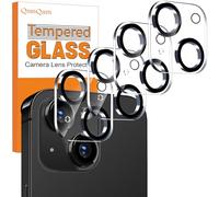 QsmQam 4 Pezzi Protezione Fotocamera per iPhone 15 6.1 Pollice/iPhone 15 Plus 6.7 Pollice, Vetro Temperato Pellicola Fotocamera, Durezza 9H, HD Chiaro, Anti-Graffio
