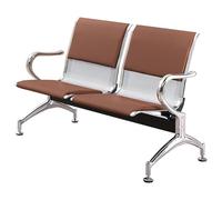 QSNYJPL Panca per Sala d'Attesa, Sedie Ufficio Ospiti a 2 Posti con Cuscino in PU, Panca d'Attesa con Braccioli e Schienale, Capacità di Carico 400 Kg per Aeroporto, Mercato, Banca(Brown)