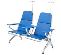 QSNYJPL Poltroncine Sala d'Attesa a 2 Posti, Poltrone Reclinabili Ospedaliera con Supporto per Flebo Non Regolabile per Ospedali, Cliniche, Carico 500 Kg(Blue)