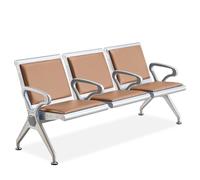 QSNYJPL Sedia Sala d'Attesa a 3 Posti, Sedie Ufficio Ospiti e 4 Braccioli, Panchina da Ufficio in Acciaio Laminato a Freddo con Cuscino in PU per Aeroporto, Banca, Ospedale(Brown)