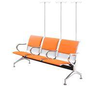 QSNYJPL Sedia Sala d'Attesa con Asta Portaflebo a 3 Posti, Poltrona Medica Flebotomia con Braccioli e Schienale, Seduta Imbottita in PU per Ospedali, Cliniche(Yellow)